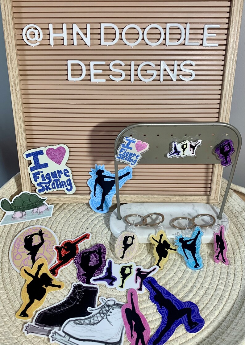 A Turtle Figure Skating Sticker, Laptop Sticker, Water Bottle Sticker