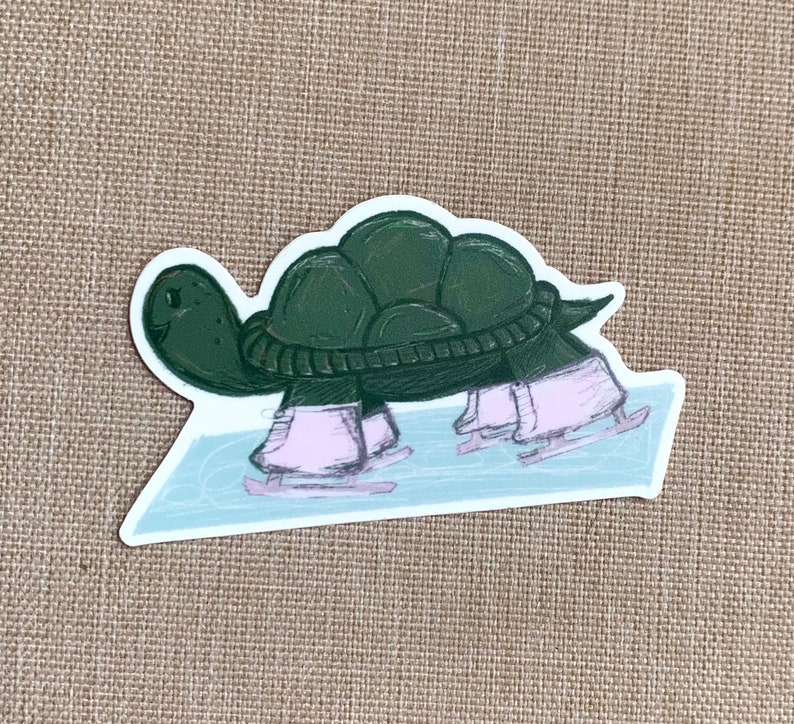 A Turtle Figure Skating Sticker, Laptop Sticker, Water Bottle Sticker