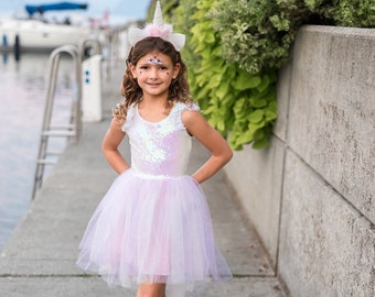 Unicorn Dress with Wings and Headband, angel Unicorn dress, kids dressup, kids unicorn dress