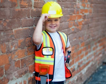 Construction Worker with Accessories in Garment Bag, pretend play dressup, kids dressup, career play, pretend play construction