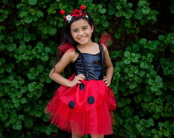 Ladybug dress & Headband, ladybug dress, ladybug costume, kids dressup, lady bug dress for kids