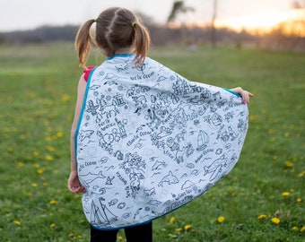 Around the World Colour-A-Cape, Kids Colouring Cape, DIY Costume, DIY Cape, Kids DIY Costume