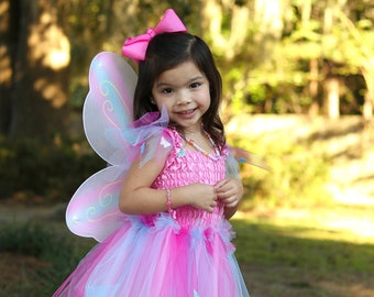 Butterfly Dress w/Wings & Wand, Pink/Multi