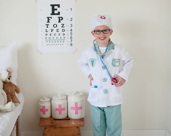 Career Doctor with Accessories in Garment Bag, pretend play dressup, kids dressup, doctor pretend play, career play