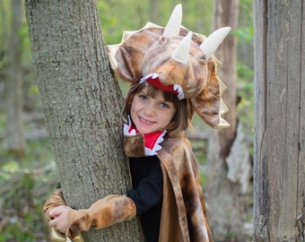 Kids Triceratops Costume with Claws, Triceratops Hooded Cape Triceratops Cape, Dinosaur cape for kids,  dinosaur triceratops costume