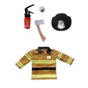 Ensemble de pompier beige avec accessoires, habillage de jeu de simulation, habillage pour enfants, jeu de simulation de pompier, habillage de pompier image 7
