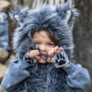Big Bad Wolf Vest with Gloves, werewolf costume, kids dressup, kids wolf  costume, wolf vest with gloves, wolf halloween costume