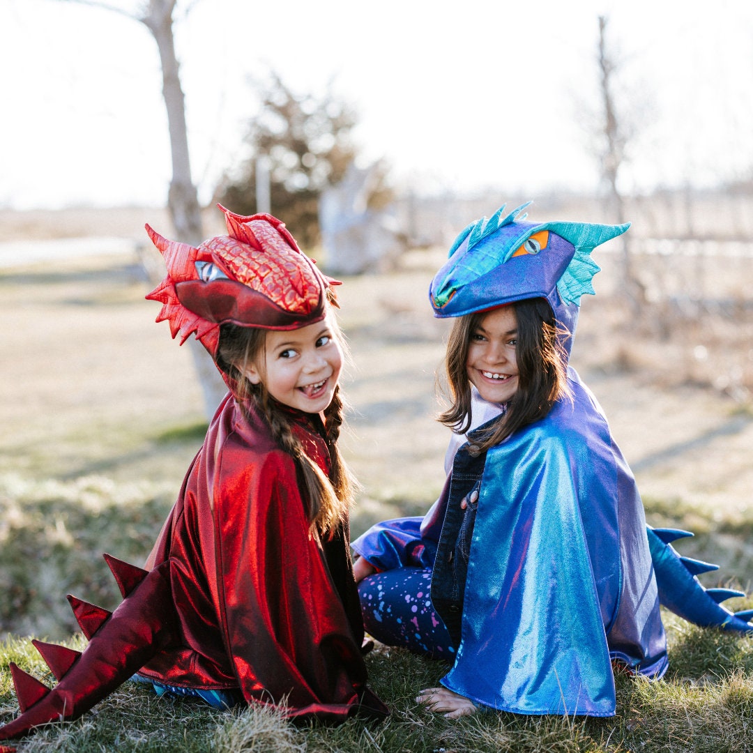Dragon Cape Blue Metallic Pretend Play Dressup Kids Dressup Kids Dragon Costume Kids Dragon Cape Etsy