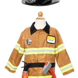 Ensemble de pompier beige avec accessoires, habillage de jeu de simulation, habillage pour enfants, jeu de simulation de pompier, habillage de pompier image 6