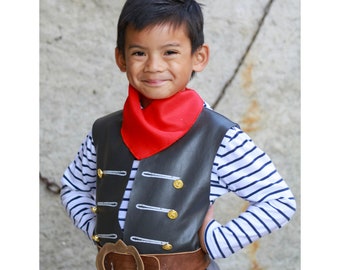 Skully the Pirate Vest, Belt & Scarf, kids pirate costume, pirate vest for kids, kids pirate dress-up