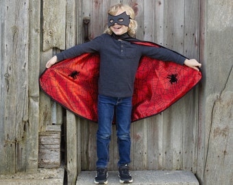 Spider Bat Reversible Cape and Mask, pretend play dressup, kids dressup