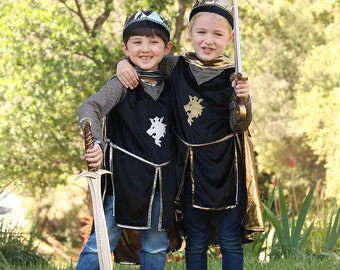 Kids Knight Costume, Knight Tunic Set, Gold and Silver, pretend play dressup, kids dressup