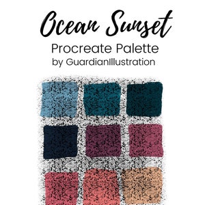 Ocean Sunset Procreate Color Palette, Procreate Tools, Color Swatches