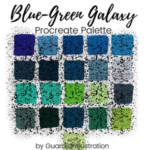 Blue-Green Galaxy Procreate Color Palette, Procreate Tools, Color Swatches
