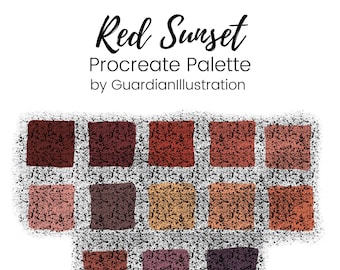 Rosso Tramonto Procreate Tavolozza colori, Procreate Strumenti, Campioni colore