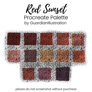 Red Sunset Procreate Color Palette, Procreate Tools, Color Swatches