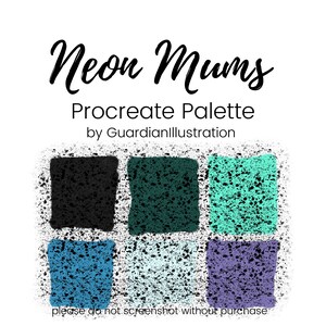 Neon Mums Procreate Color Palette, Procreate Tools, Color Swatches