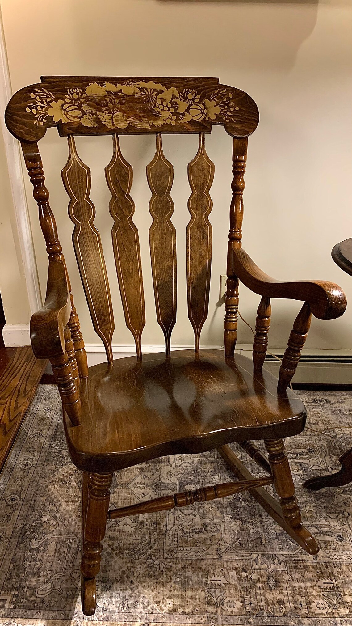 Vintage Large Wood Rocking Chair Yugoslavia 1982 Harvest Etsy