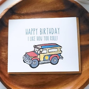 Happy Birthday Jeepney Greeting Card | Funny Filipino birthday pinoy kawaii cute funny puns pinoy cards filipino sun