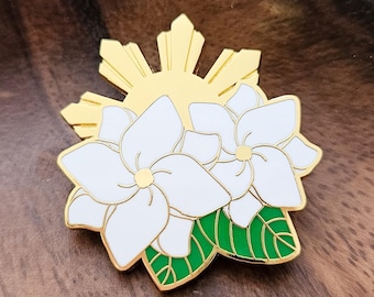 Sampaguita Sunrise  ENAMEL PIN | Jasmine Flower Philippines art philippines badge pin flair kawaii mabuhay hard enamel pin collection