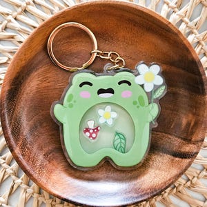 Frog Daisy SHAKER KEYCHAIN | cute kawaii frog shaker accessories charms keychain animal toad gifts animal lover froggy floral cute butt