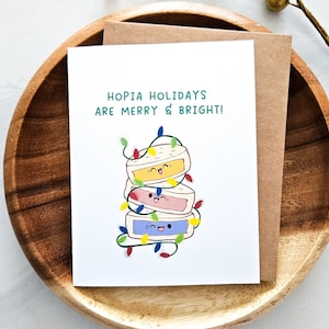 Hopia Holidays Are Merry & Bright Greeting Card | Meery Christmas Filipino good dessert funny Filipino Pun Greeting Card