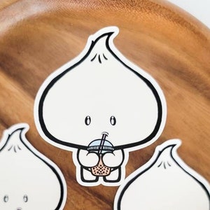 Dumpling Drinking Boba Sticker | Dumpling, Bao bun, Siopao asian food art Cute dumplings kawaii drink bubble tea boba tea time