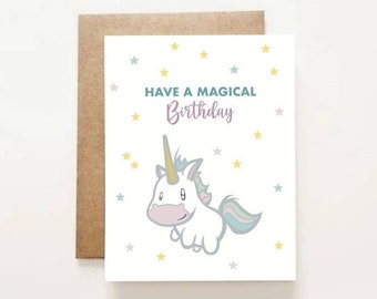 Magical Birthday Unicorn Greeting Card | Gift for Unicorn Lover Cute Unicorn Card Birthday Card