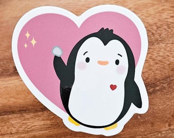 Destinationvinyl Sottobicchiere In Sughero Con Pinguino - 9.5x9.5 Cm, Design Carino San Valentino - 5