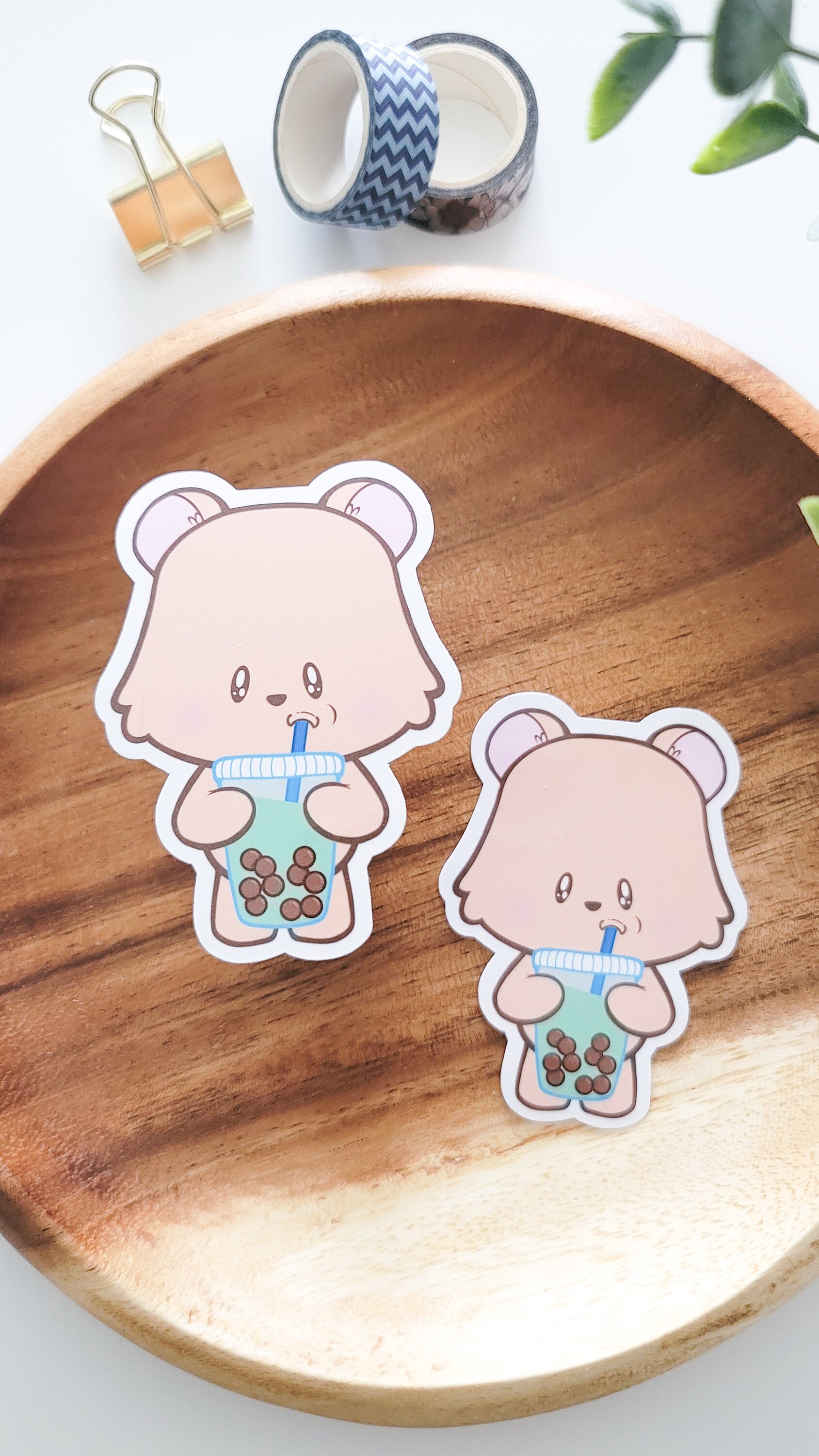 Uzo Sticker Boba Bear Sticker | Cute Kawaii Bear Kawaii Animal Sticker Bear Boba ...