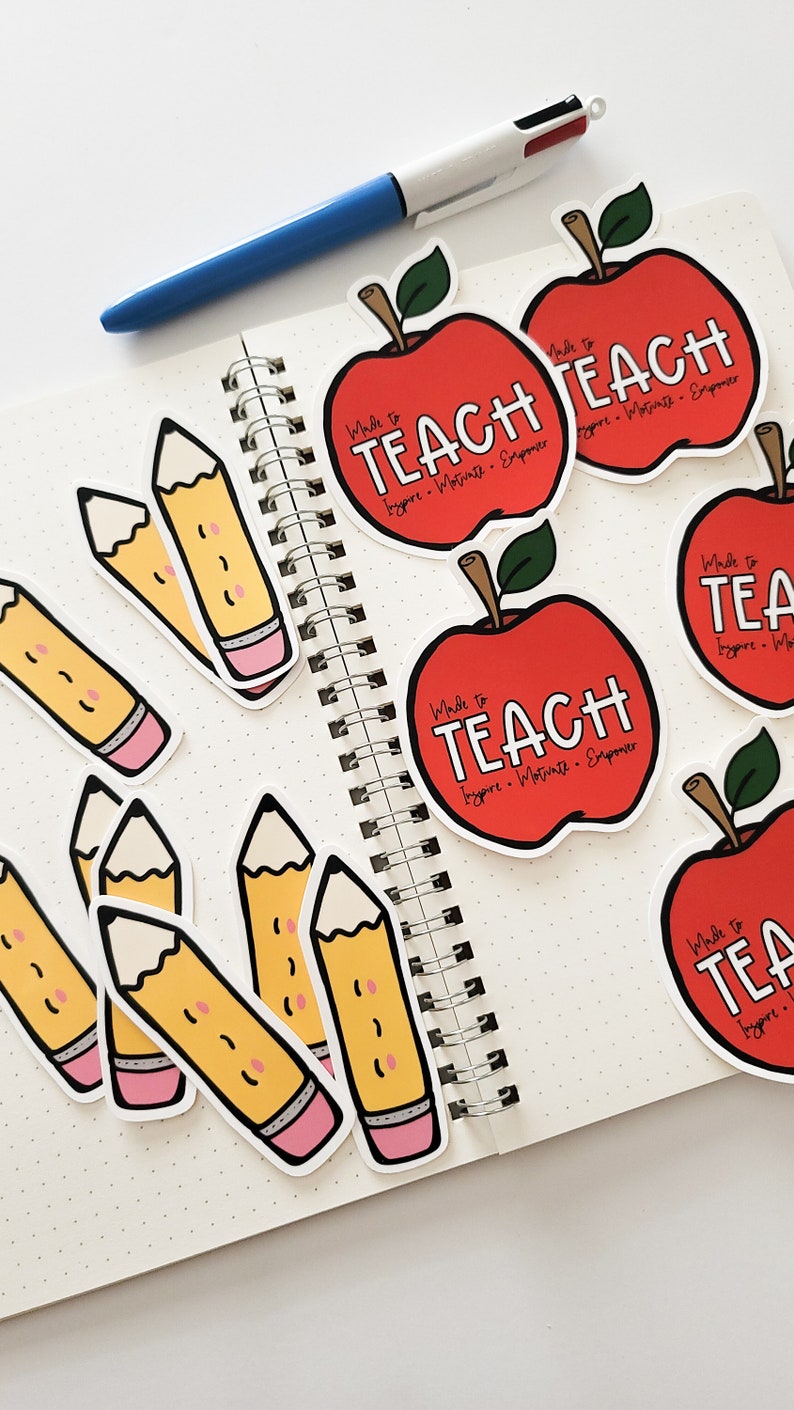 Cute Pencil Sticker Back to School Sticker Teacher Gift Etsy