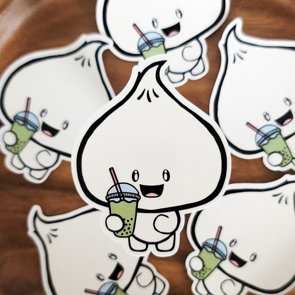 Green Tea Boba Bao Sticker | Dumpling, Bao bun, Siopao Filipino Cute Boba bubble tea green tea matcha boba lover tapioca dumplings