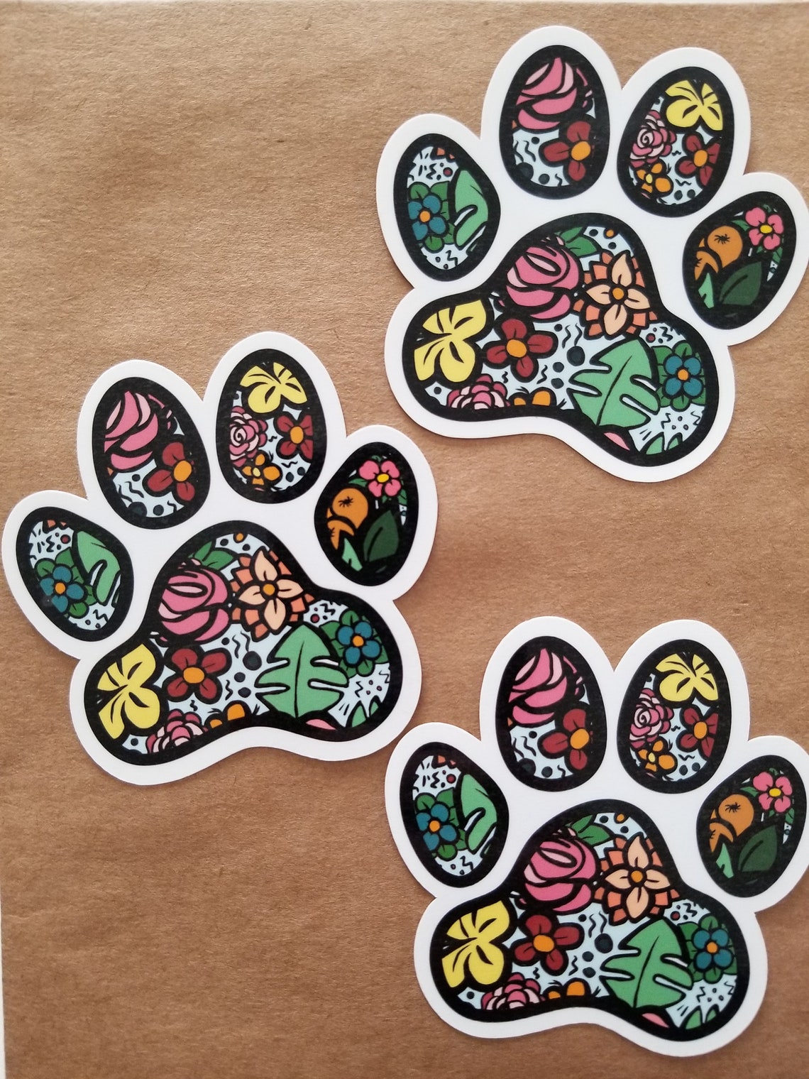 Floral Paw Print Die Cut Sticker Animal Lover Dog mom | Etsy