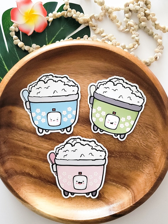 Cute Rice Cooker Stickers Kawaii Rice Cooker Cute Asian Food Stickers I  Love Rice Carbs 