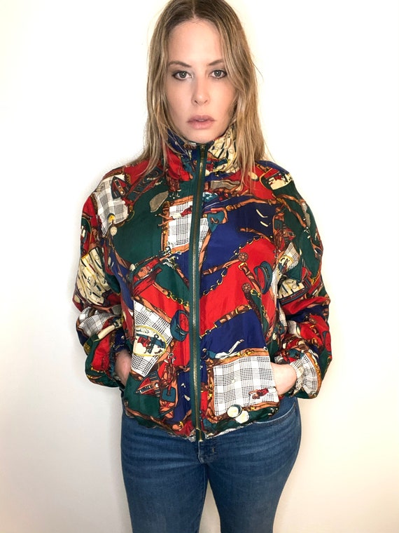 EVR Vintage 90s Abstract Baroque Golf Print Silk B