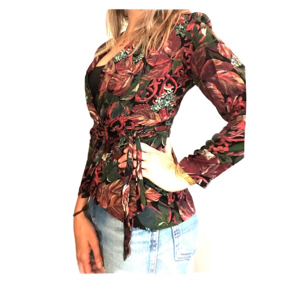 VTG 90s Floral Wrap Blazer/lightweight 