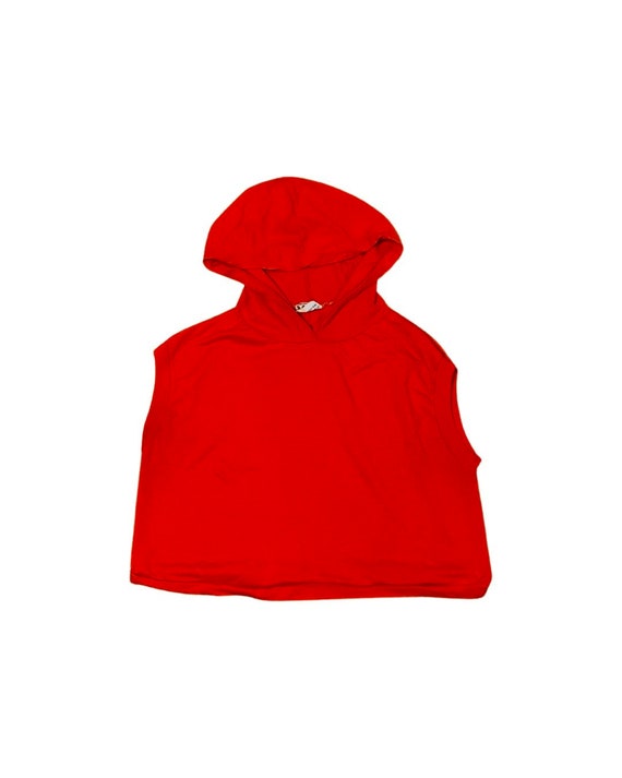 VTG 80s Sleeveless Cropped Hooded Tank/Streetwear… - image 4