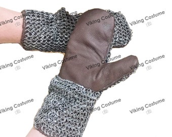 Chainmail Gloves: Mild Steel, Leather, Padded - 9mm 18 Gauge