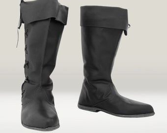 Medieval Long Boots Medieval Leather Boot Re-enactment Shoes Sca Larp Riding, Christmas Gifts