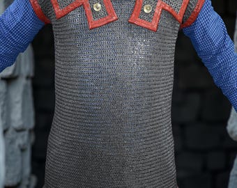 Roman Chainmail Hamata: Historical Legionary Armor, Mild Steel, Leather Trim