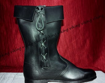 Medieval Long Boots Medieval Leather Boot Re-enactment Shoes Sca Larp Riding, Christmas Gifts