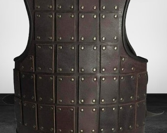 Medieval Brown heavy leather Mercenarie Brigandine, Viking SCA renaissance Larp - Christmas Gift