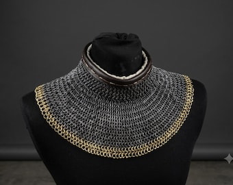 Medieval Steel Chainmail Coller 9mm steel rings : Authentic LARP Armor