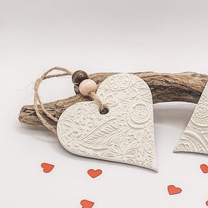 Heart Decoration | Embossed Clay Ornament | Anniversary | Wedding | Valentines | Wall Hanging | Gift For Her | UK