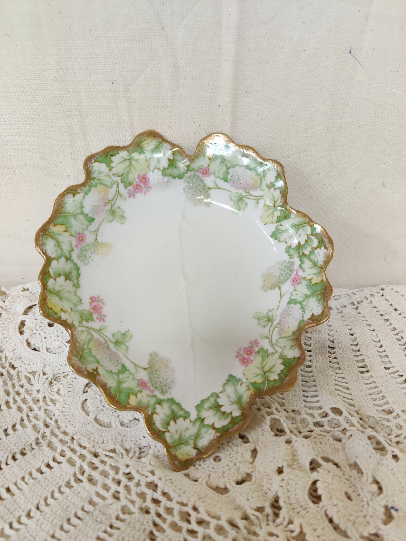 Elite Works Limoges France Leaf Shaped Trinket Dish or Plate Etsy