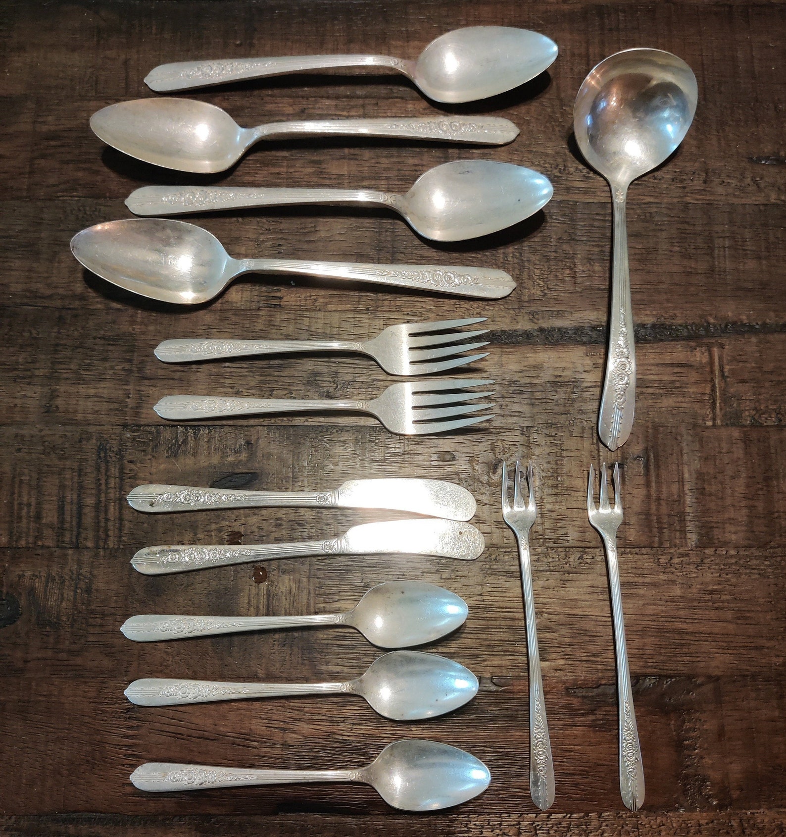 14 Pièces vintage Nobility Silver Plate Flatware and Serving Etsy