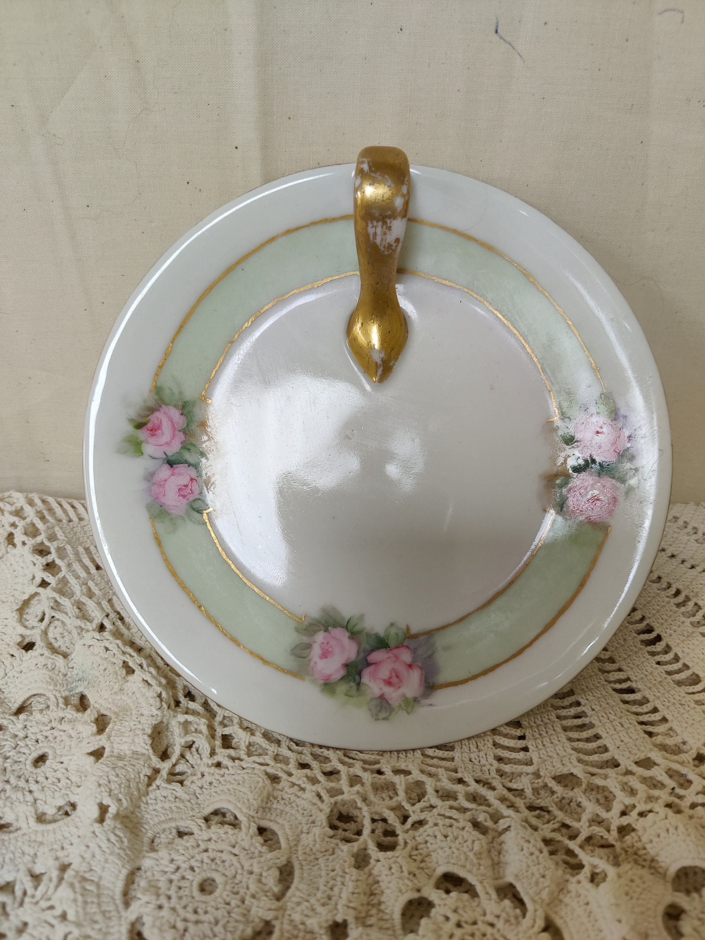 Vintage Bavaria China Plate with Handle. May be a candle Etsy