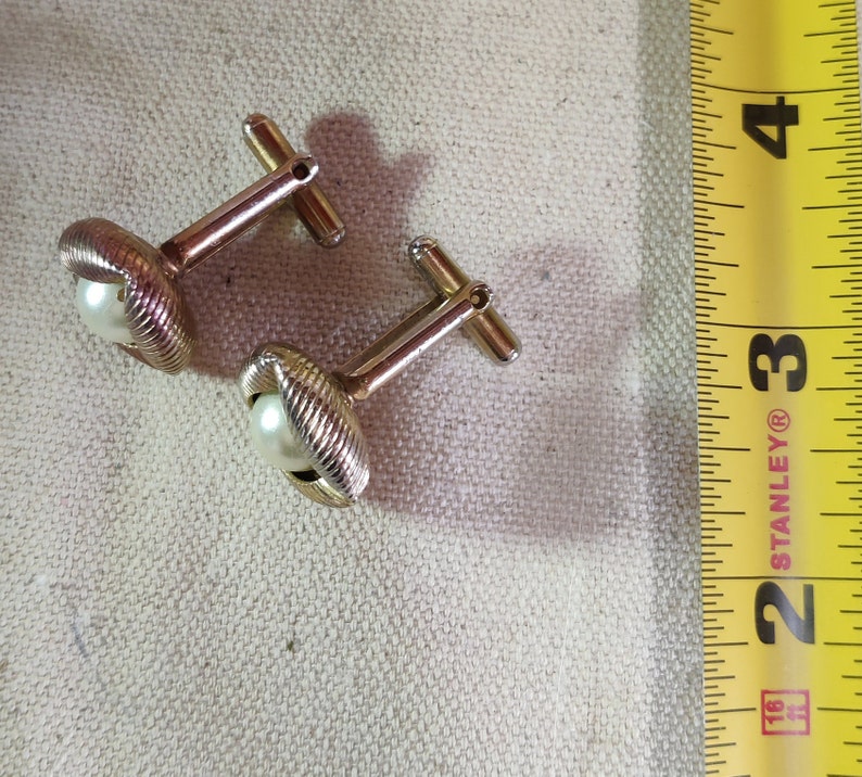 Vintage pearl and gold tone cuff links