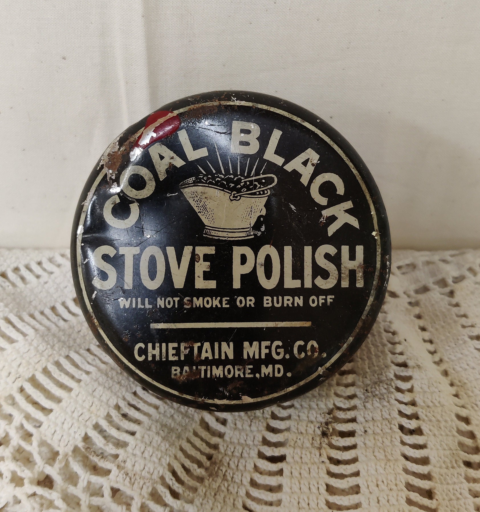 Coal Black Stove Polish Tin by Chieftain Mfg Etsy