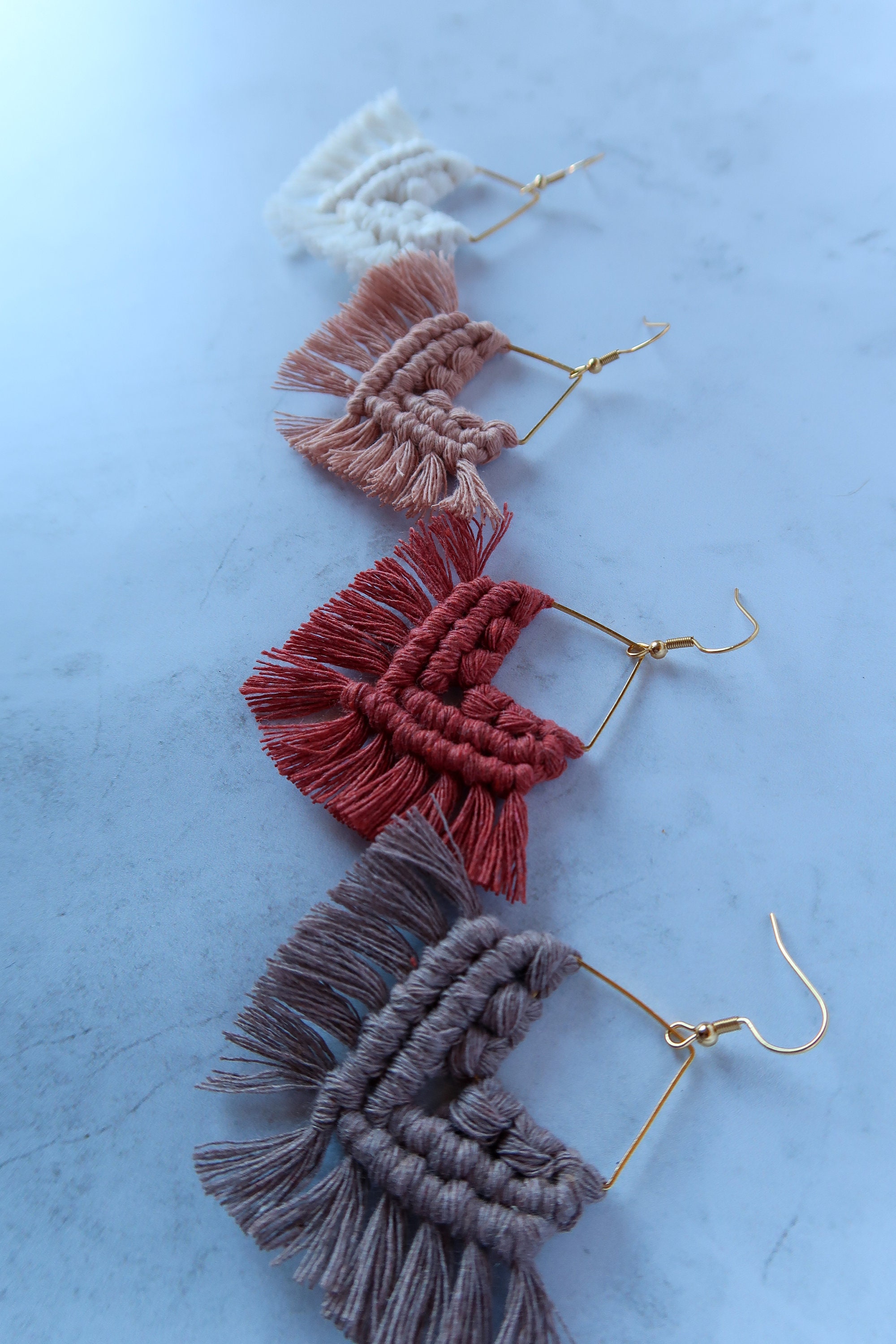 Macrame Earrings Macrame Hoop Earrings Macrame Round Etsy